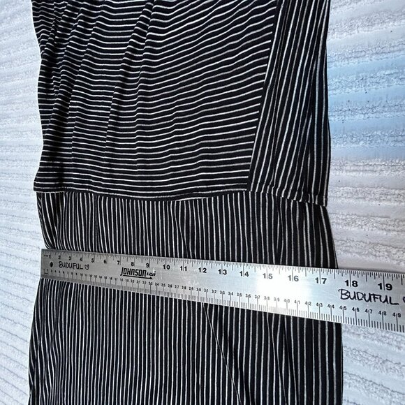 New Derek Lam For Design Nation Sz Large Striped Black Combo Drape Neck Dress - Picture 9 of 10